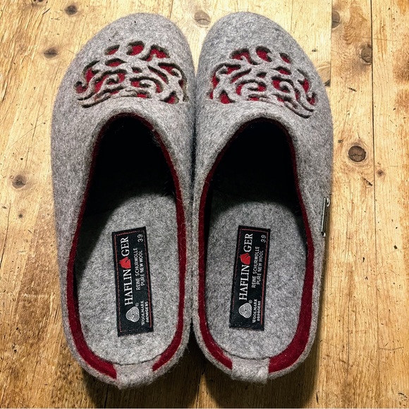 Haflinger Women's Slippers in Gray and Red NWOT size 39 - Picture 3 of 7